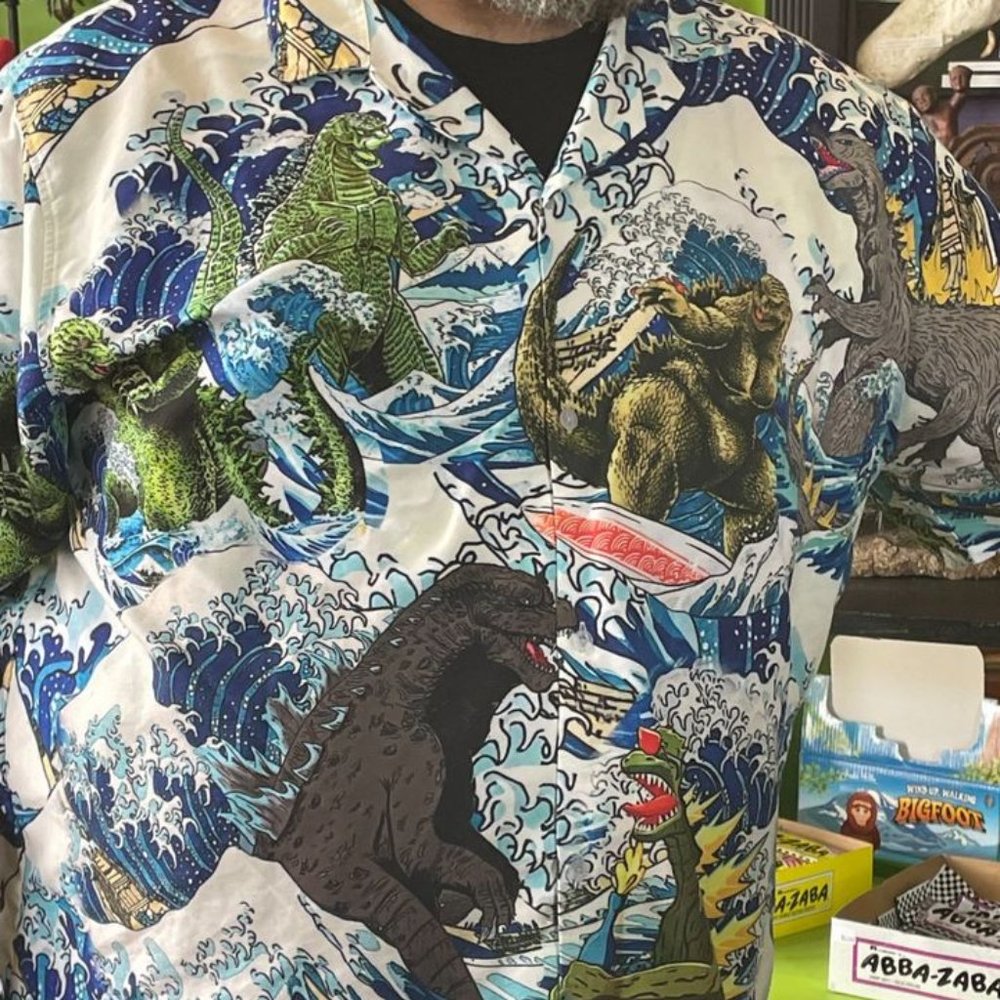 Mens 3X Godzilla Hawaiian  Shirt